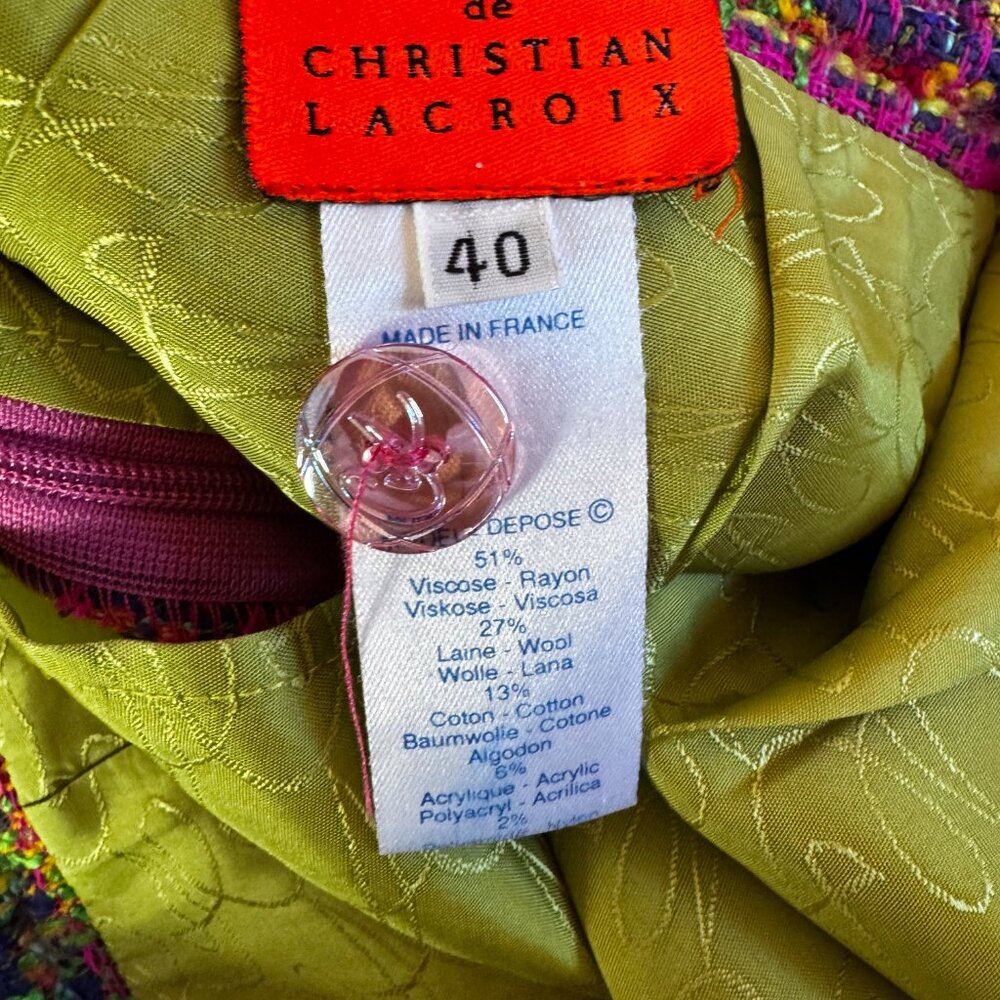 Vintage Bazar Christian LaCroix Sz 40FR Multicolor Wool Blend Academia Suit - Picture 4 of 16